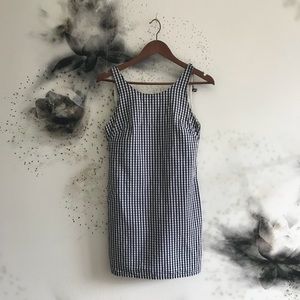 Zara Navy & White gingham shift dress w/ ruffles
